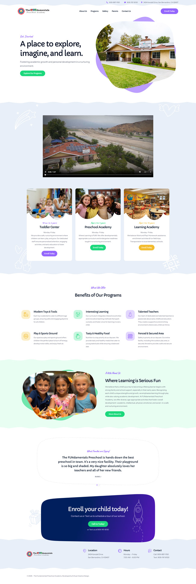 FUNdamentals Preschool Academy website