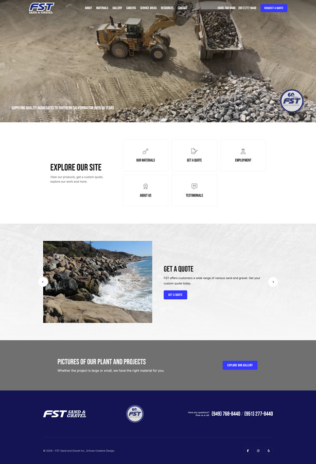 FST Sand & Gravel website